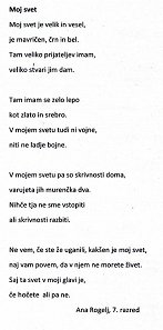 Ana Rogelj, 7.r., Moj svet